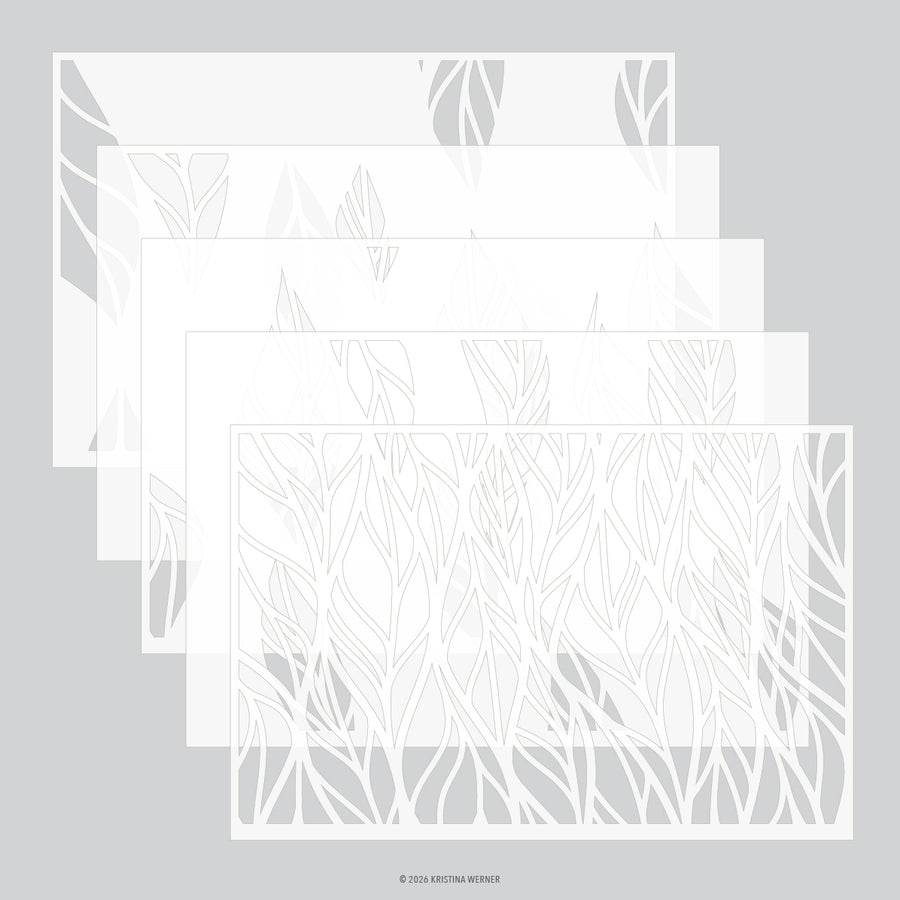 Concord & 9th - Kristina Werner - Leaf Flow Stencil Pack (5 qty; 6 x 9)