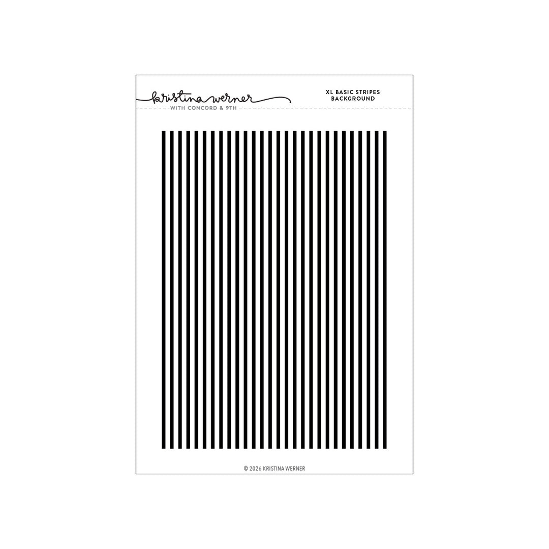 Concord & 9th Kristina Werner XL Basic Stripes Background Stamp — a large, evenly spaced vertical stripe pattern stamp.