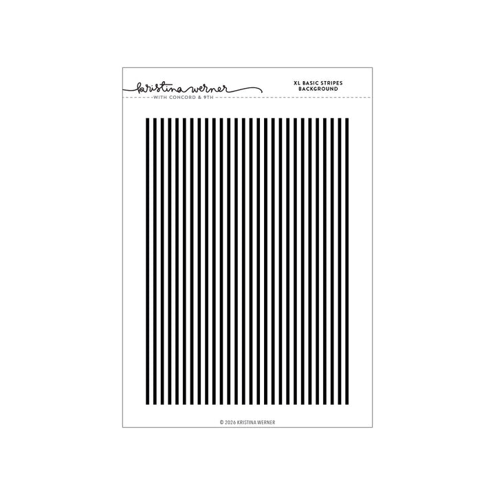 Concord & 9th Kristina Werner XL Basic Stripes Background Stamp — a large, evenly spaced vertical stripe pattern stamp.