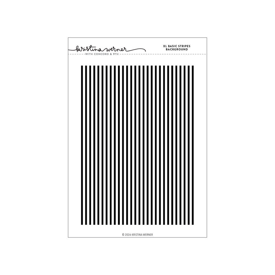 Concord & 9th Kristina Werner XL Basic Stripes Background Stamp — a large, evenly spaced vertical stripe pattern stamp.
