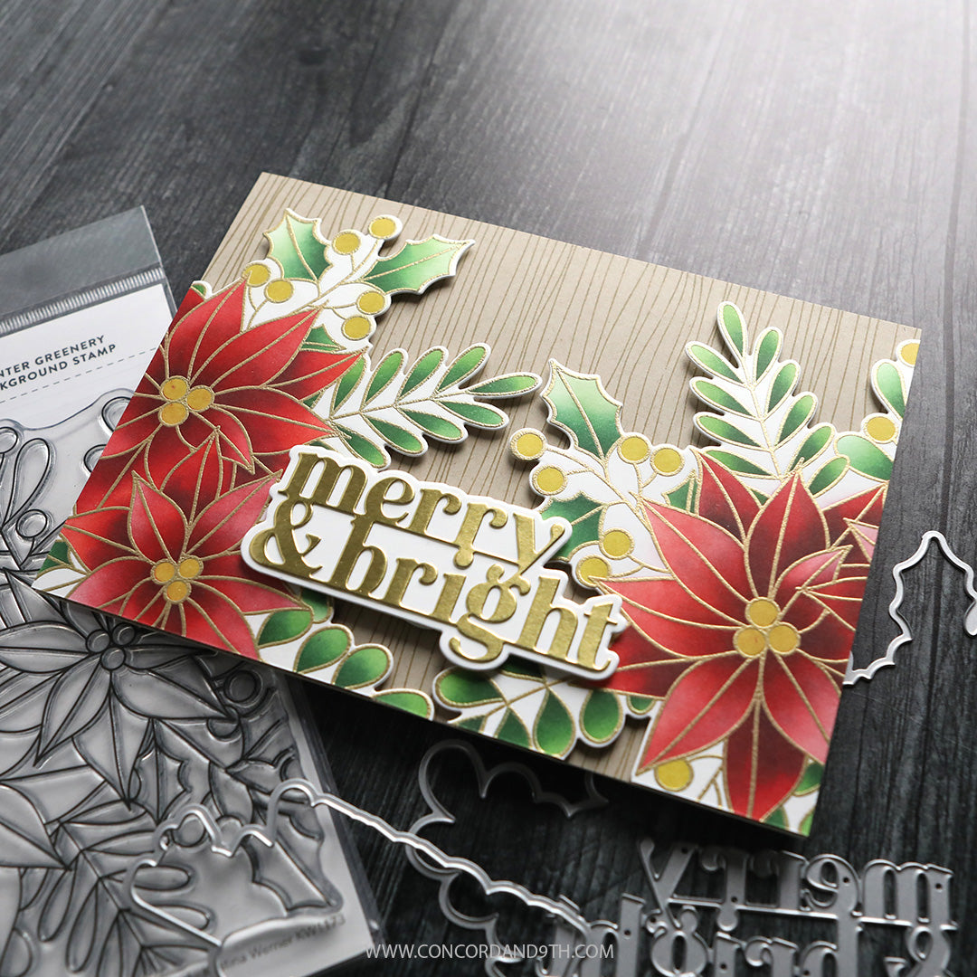 PRE_ORDER ONLY - Concord & 9th - Kristina Werner - Winter Greenery Background Stencil Pack (5 qty; 6 x 6)