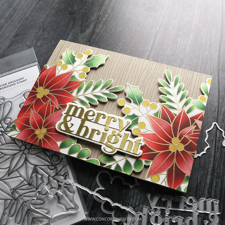 PRE_ORDER ONLY - Concord & 9th - Kristina Werner - Winter Greenery Background Stencil Pack (5 qty; 6 x 6)