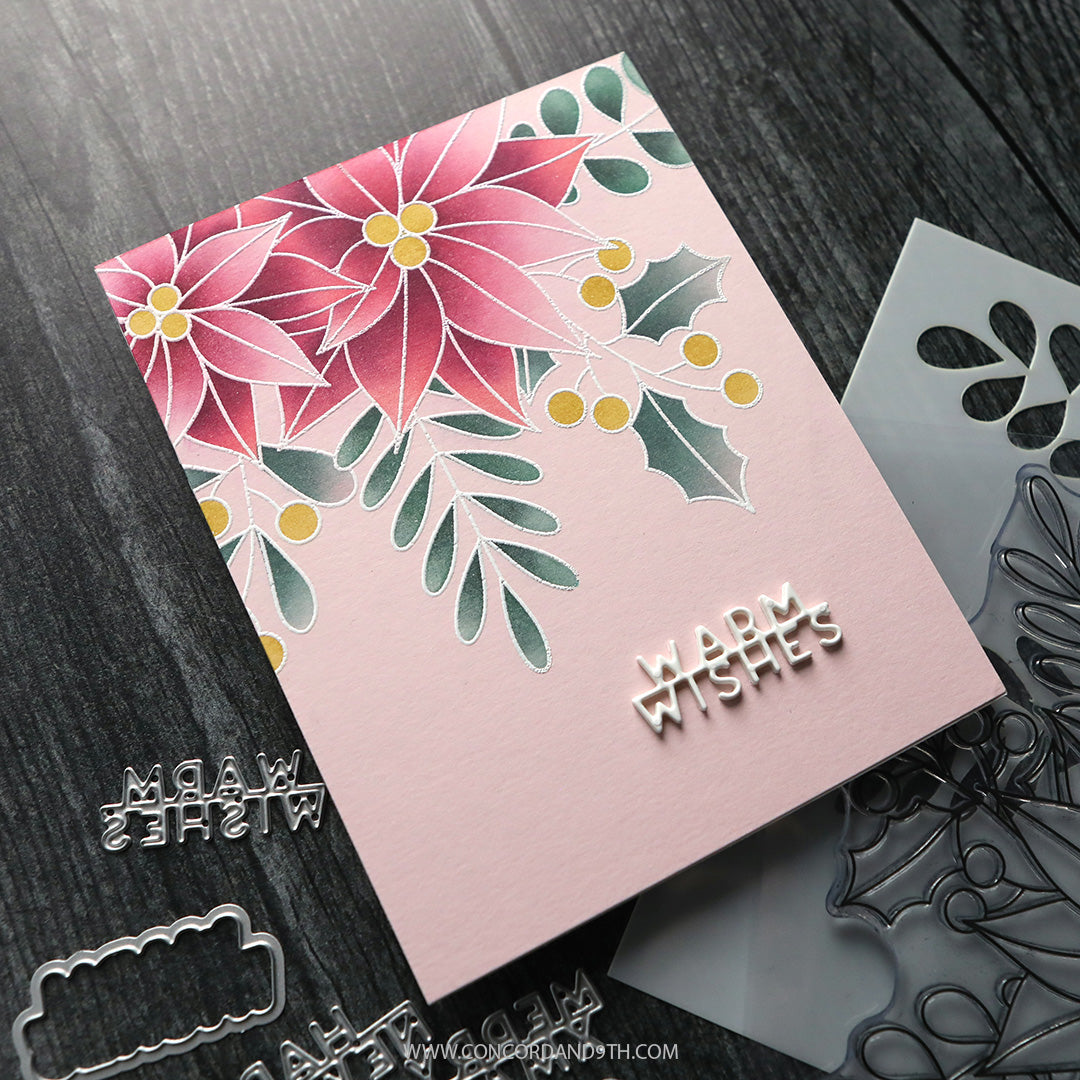 PRE_ORDER ONLY - Concord & 9th - Kristina Werner - Winter Greenery Background Stencil Pack (5 qty; 6 x 6)