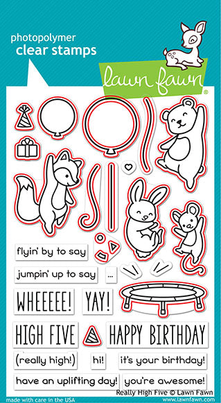 Lawn Fawn - LF2215 & LF2216 - Really High Fives - Stamp and Lawn Cuts Set