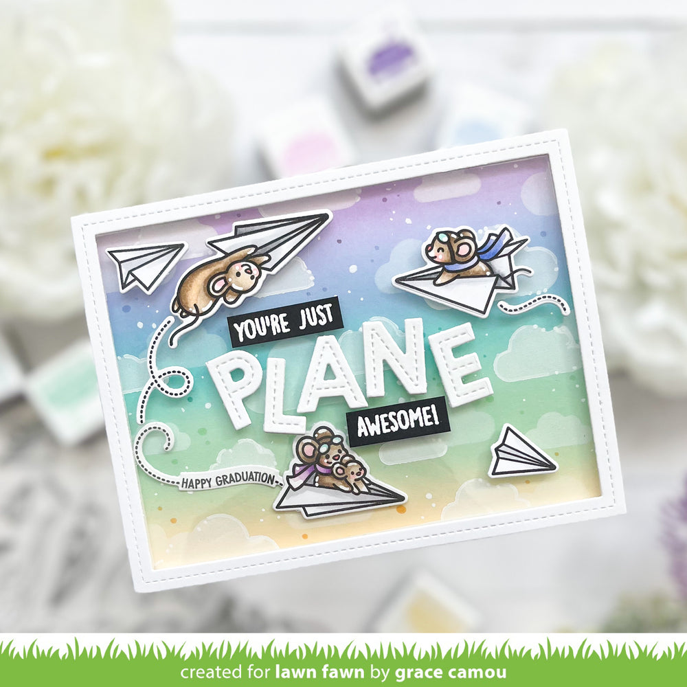 Lawn Fawn LF3132 Just Plane Awesome Sentiment Trails Stamps