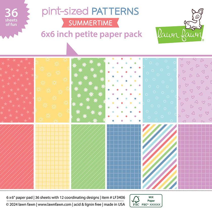 Lawn Fawn LF3406 Pint-Sized Patterns Summertime Petite Paper Pack Petite Paper Pack