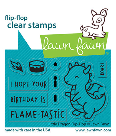 Lawn Fawn LF3427 Little Dragon Flip Flop 2X3 Clear Stamp Set