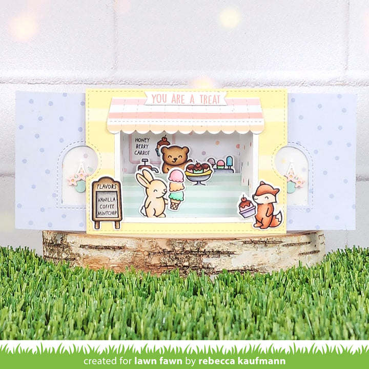 Lawn Fawn LF3434 Ta-Da! Diorama! Shop Add-On Dies card example