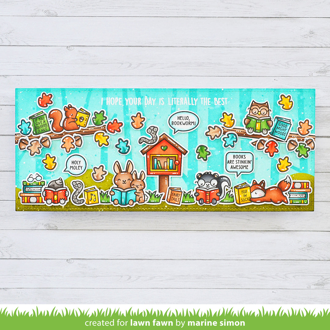 Lawn Fawn LF3488 Little Woodland Library Add-On 2x3 clear stamp set