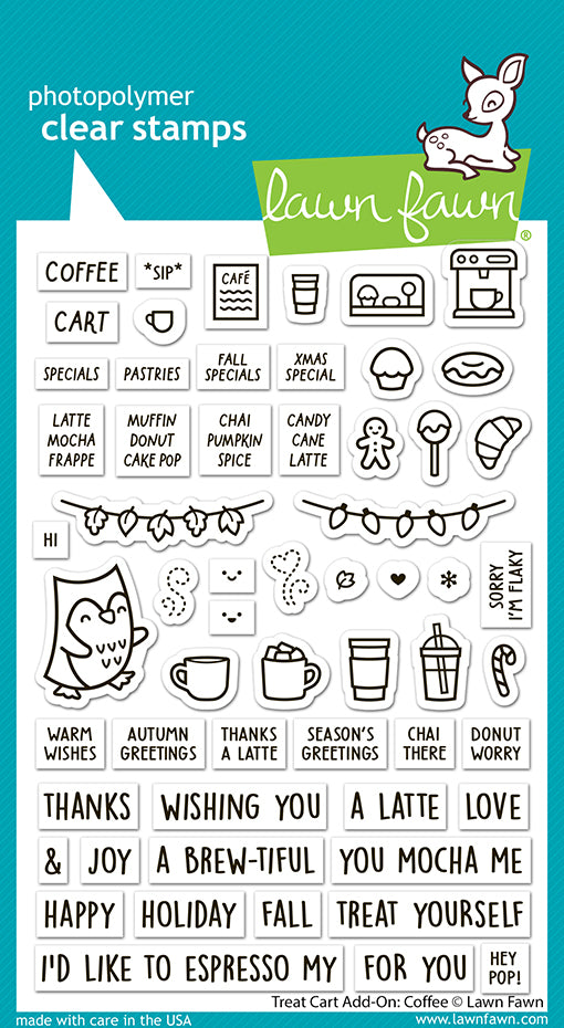 Lawn Fawn LF3496 Treat Cart Add-On Coffee 4x6 clear stamp set