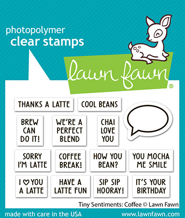 Lawn Fawn LF3498 Tiny Sentiments Coffee 2x3 clear stamp set