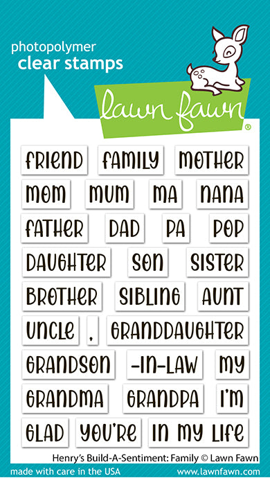 Lawn Fawn LF3509 Henry'S Build-A-Sentiment Family 3x4 clear stamp set