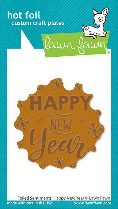 Lawn Fawn LF3534 Foiled Sentiments Happy New Year hot foil plates