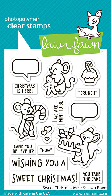 Lawn Fawn sweet christmas mice 3x4 clear stamp set lf3568