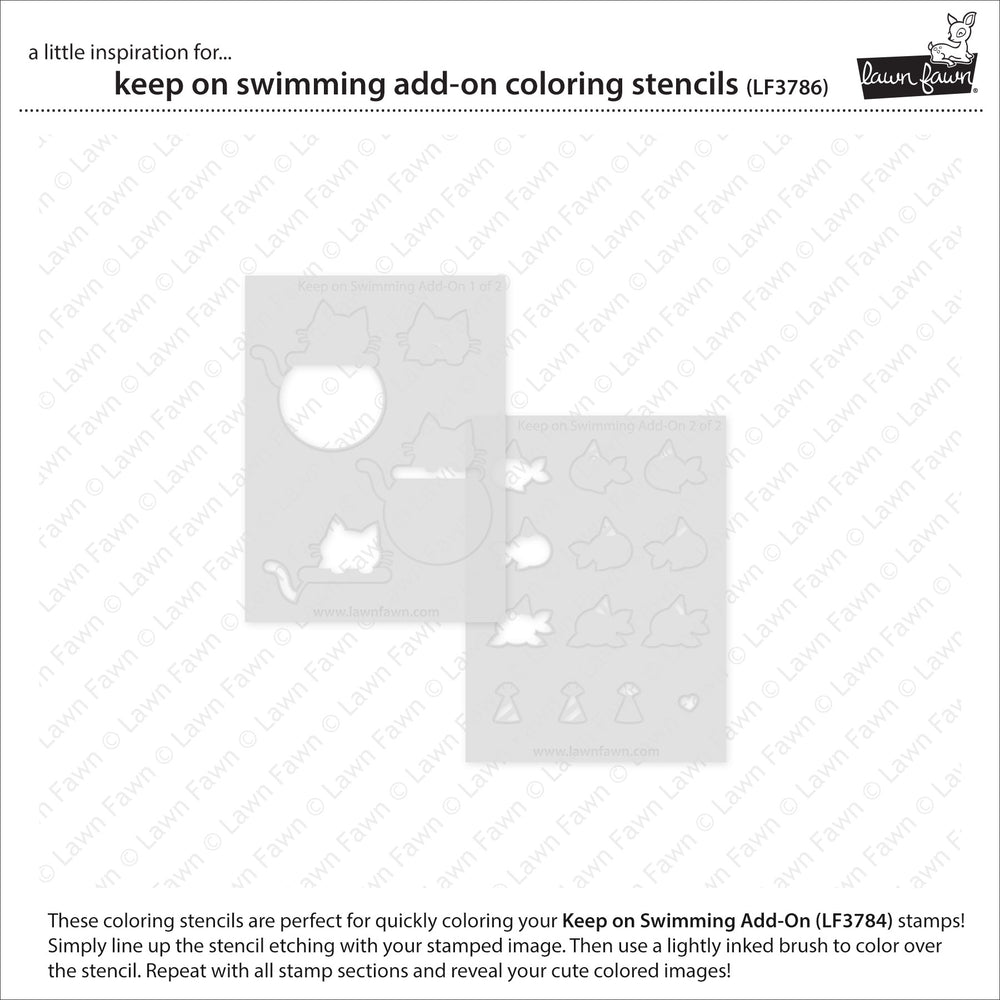 Lawn Fawn - LF3786 - Keep On Swimming Add-On Coloring Stencils