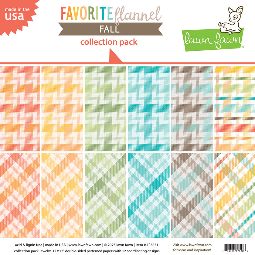 Lawn Fawn - LF3831 - favourite Flannel Fall Collection Pack 12' x 12'