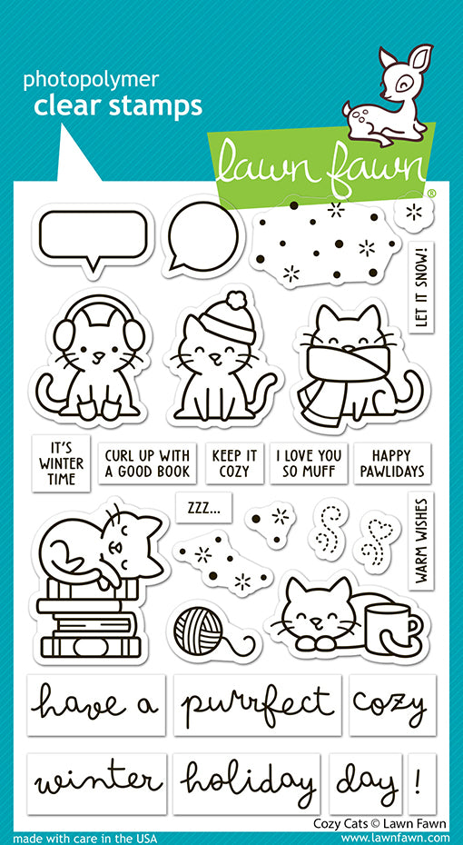 Lawn Fawn cozy cats 4x6 clear stamp set lf3896