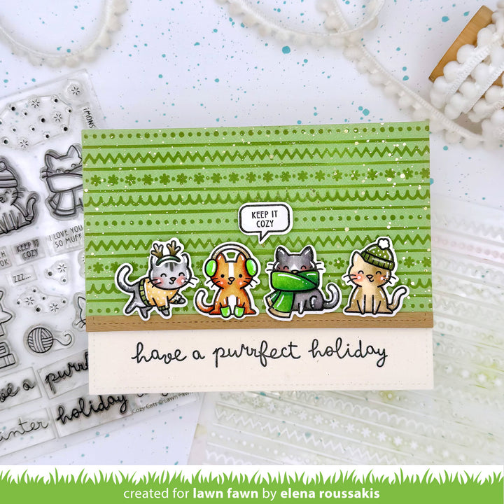 Lawn Fawn - LF3899 - Cozy Cats Christmas Add-On Stamp Set
