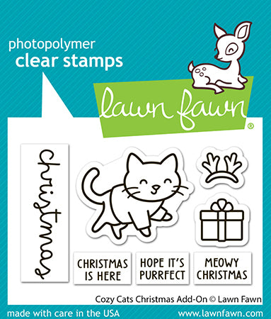 Lawn Fawn cozy cats christmas add on 2x3 clear stamp set lf3899
