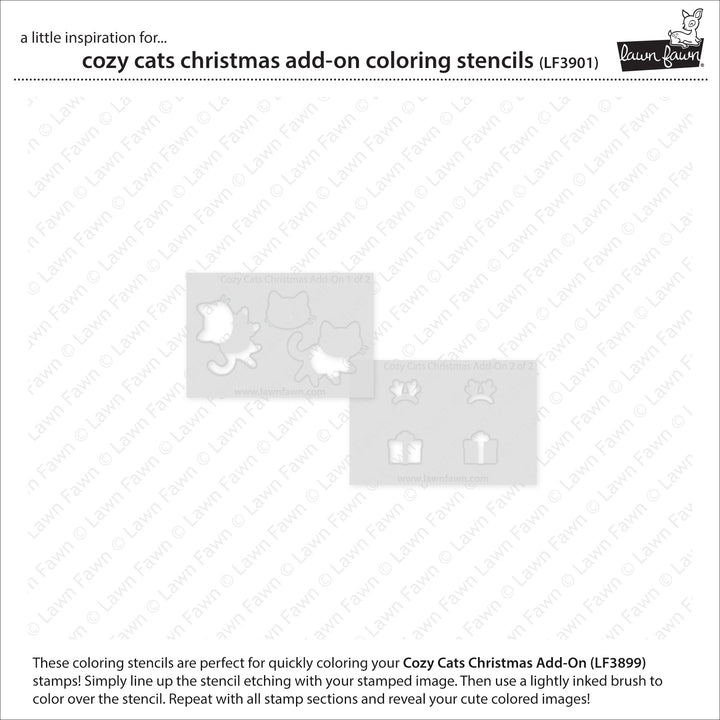 Lawn Fawn - LF3901 - Cozy Cats Christmas Add-On Colouring Stencils