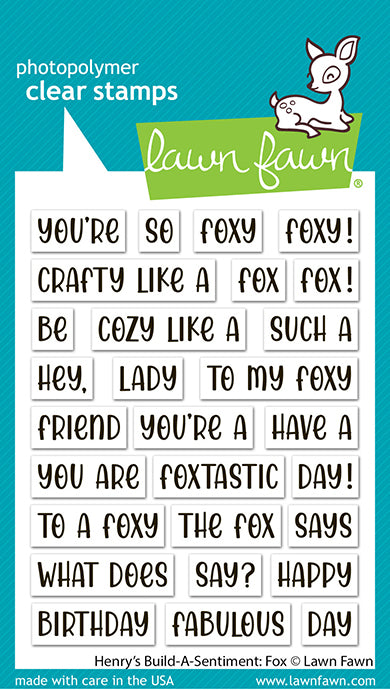 Lawn Fawn henrys build a sentiment fox 3x4 clear stamp set lf3910