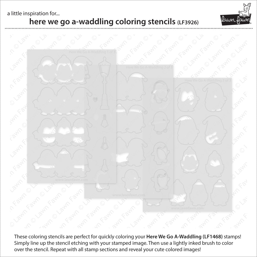 Lawn Fawn - LF3926 - Here We Go A-Waddling Colouring Stencils