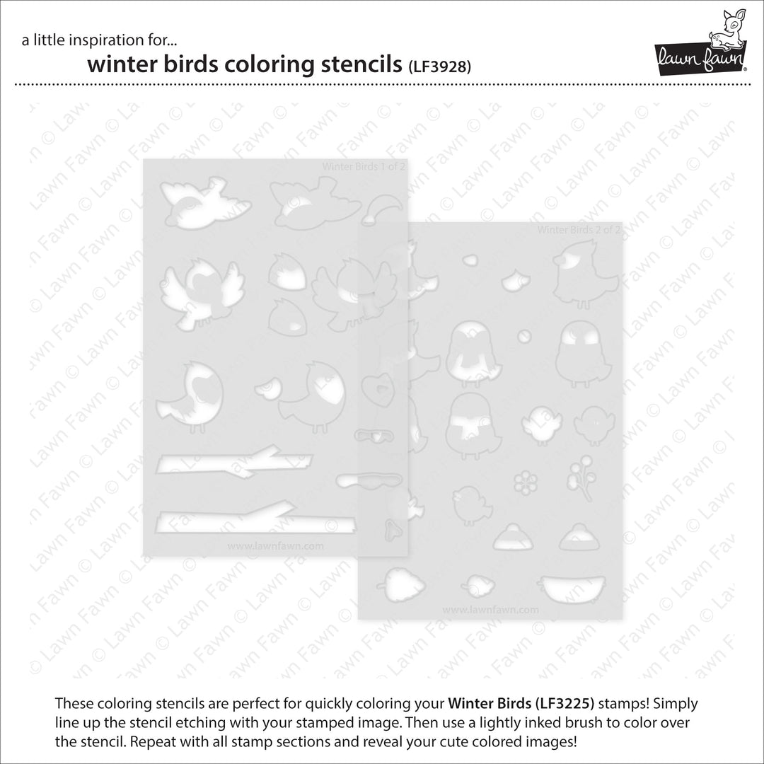 Lawn Fawn - LF3928 - Winter Birds Colouring Stencils