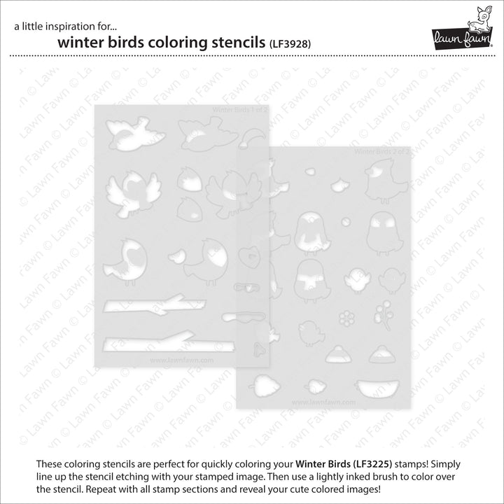 Lawn Fawn - LF3928 - Winter Birds Colouring Stencils