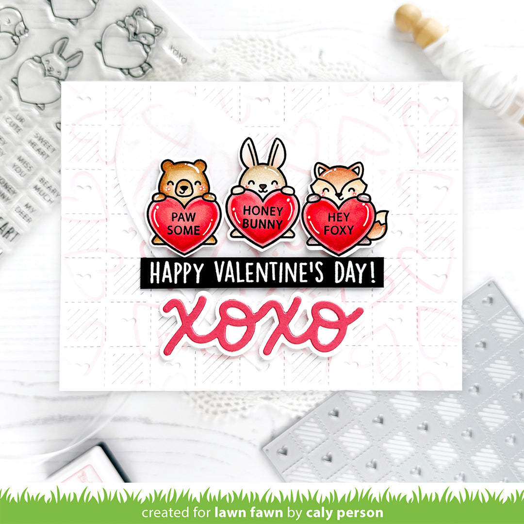 Lawn Fawn - LF3948  - Critter Conversation Hearts Stamp Set