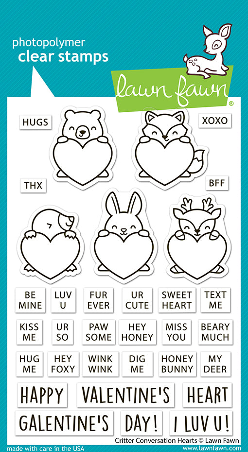 Lawn Fawn - LF3948  - Critter Conversation Hearts Stamp Set