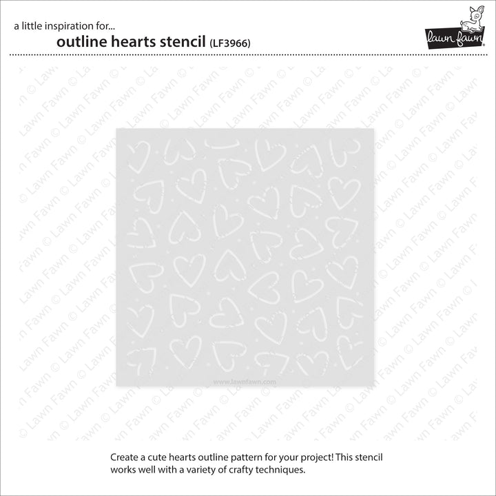 Lawn Fawn - LF3966  - Outline Hearts Stencil