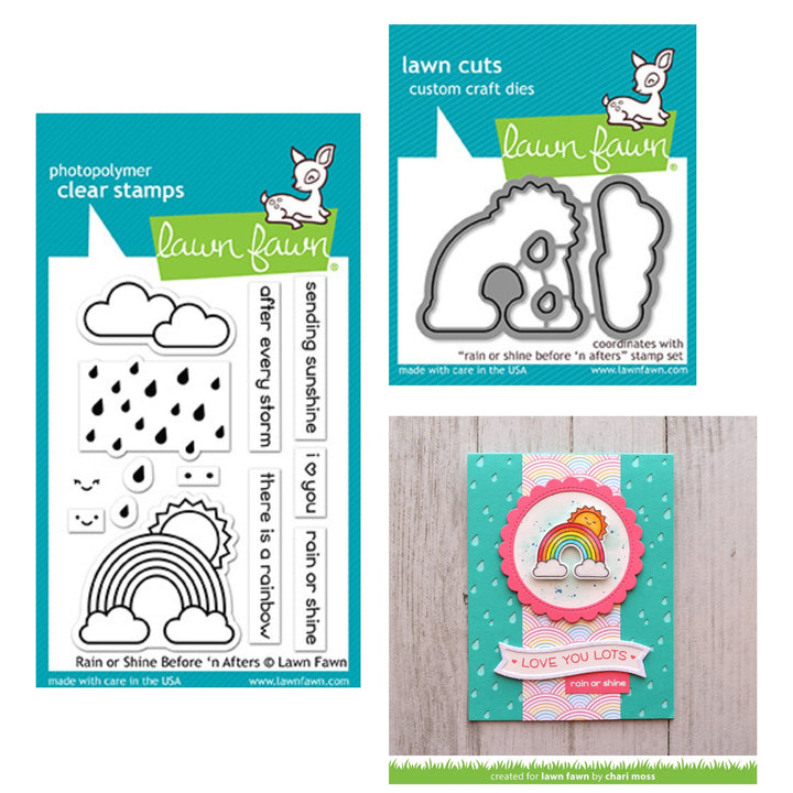 Lawn Fawn - LF1888 & LF1889 - Rain or Shine Before 'n Afters - Stamp and Lawn Cuts Set