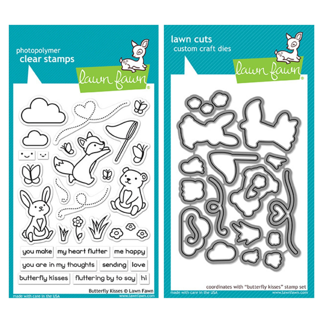Lawn Fawn - LF1882 & LF1883 - Butterfly Kisses - Stamp and Lawn Cuts Set