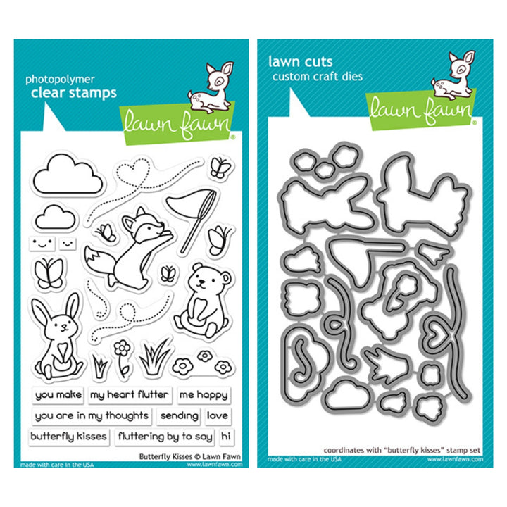 Lawn Fawn - LF1882 & LF1883 - Butterfly Kisses - Stamp and Lawn Cuts Set