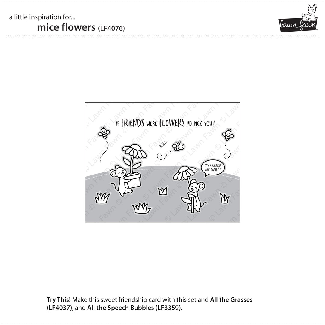 Lawn Fawn - LF4076 - Mice Flowers Stamp Set