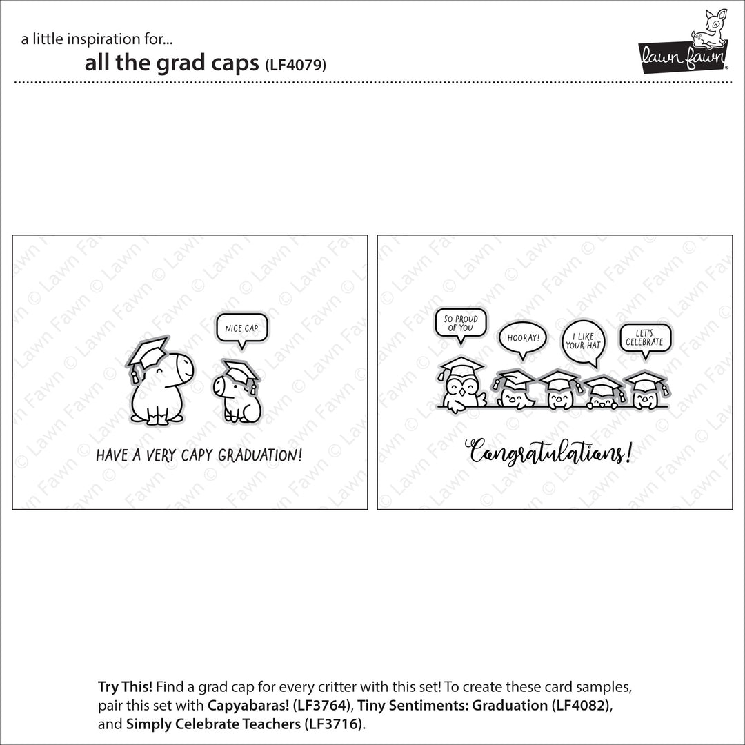 Lawn Fawn - LF4079 - All The Grad Caps Stamp Set