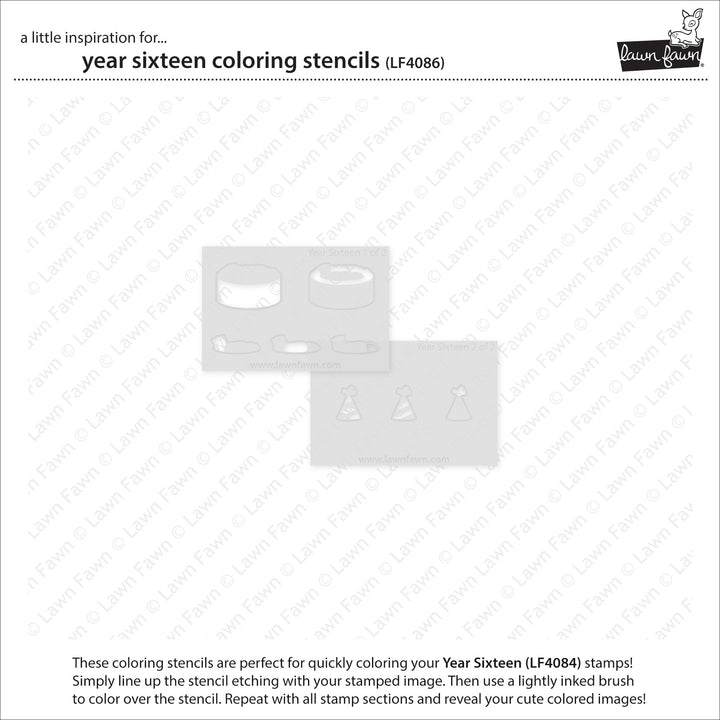 Lawn Fawn - LF4086 - Year Sixteen Coloring Stencils