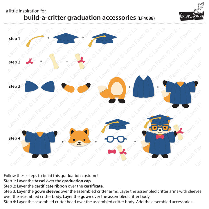 Lawn Fawn - LF4088 - Build-A-Critter Graduation Accessories