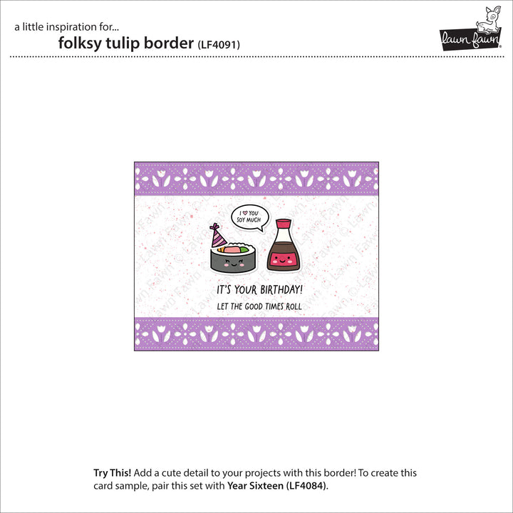 Lawn Fawn - LF4091 - Folksy Tulip Border