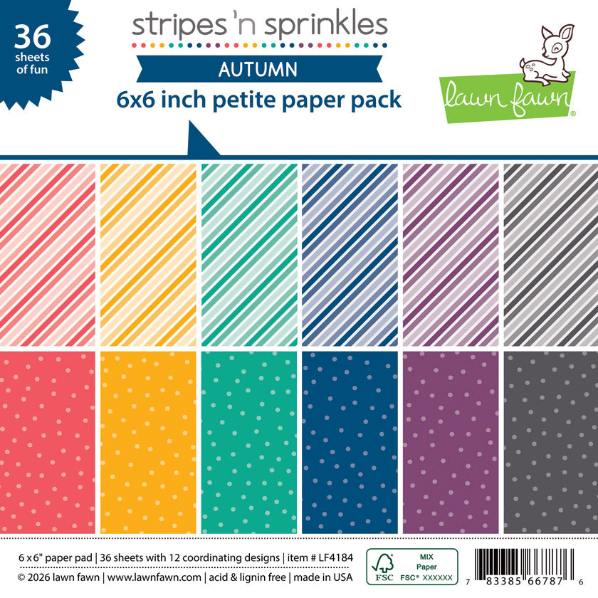 Lawn Fawn - Stripes 'N Sprinkles Autumn - Petite Paper Pack