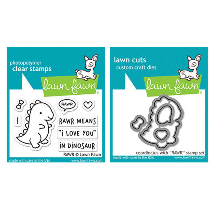Lawn Fawn - LF1555 & LF1556 - Rawr - Stamp and Lawn Cuts Set
