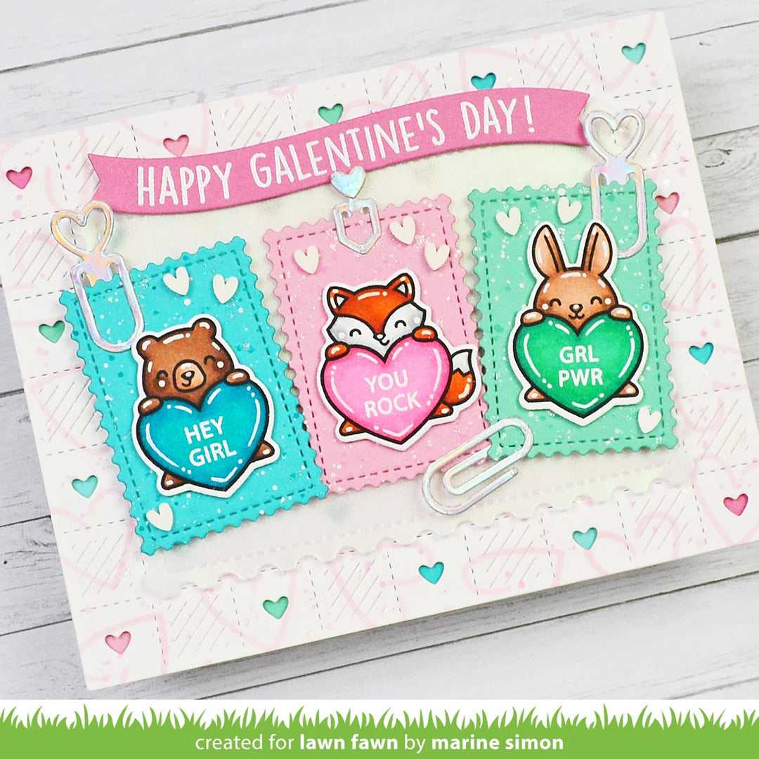 Lawn Fawn - LF3948  - Critter Conversation Hearts Stamp Set