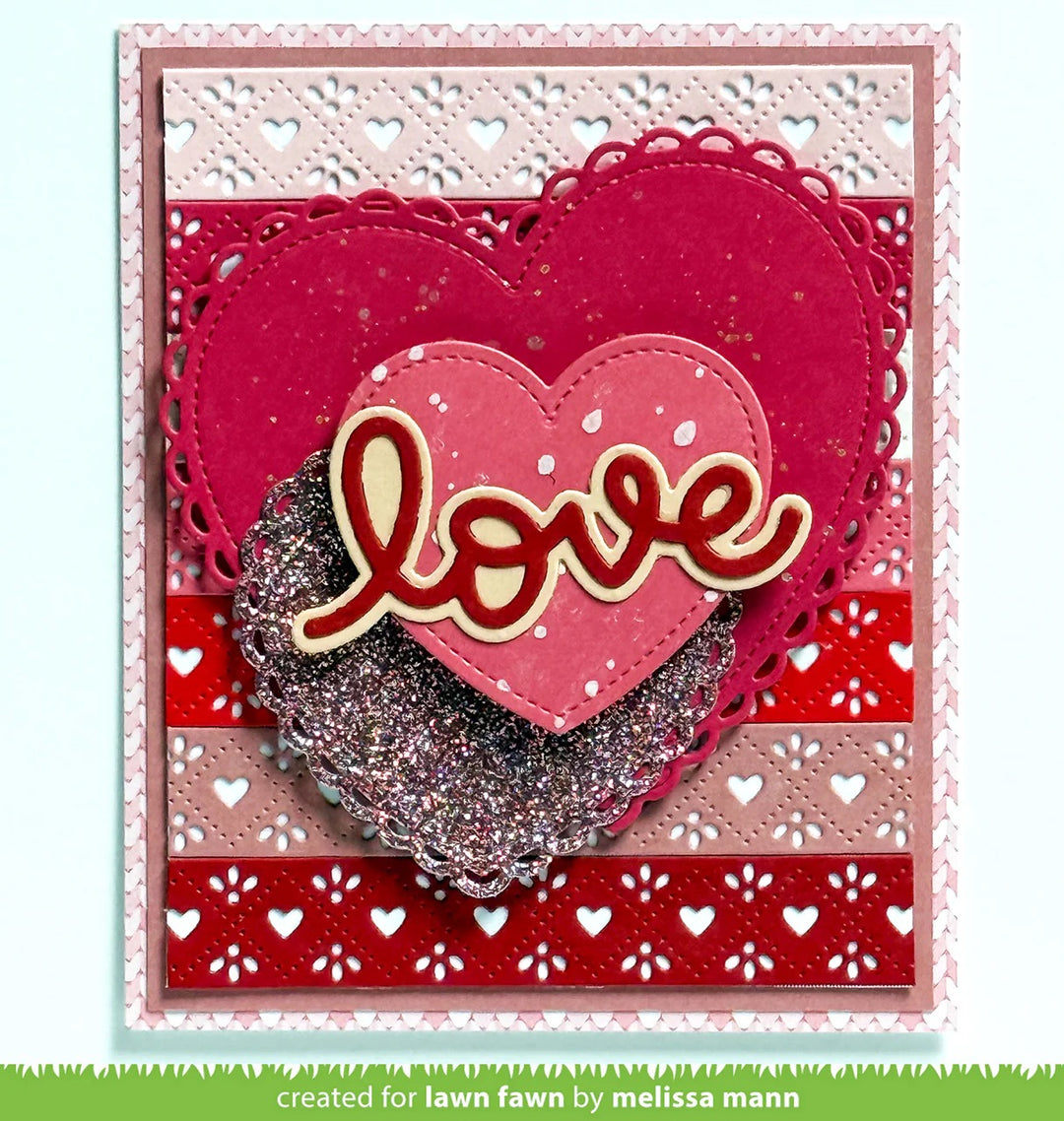 Lawn Fawn - LF3961  - Quilted Heart Border Dies