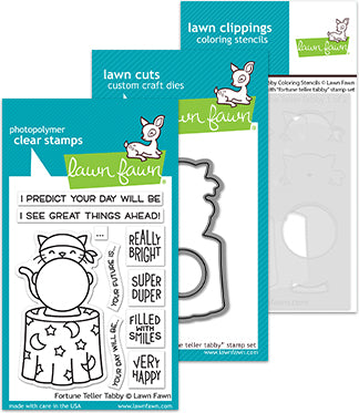 Lawn Fawn - LF2016, LF2017 & LF4227 - Fortune Teller Tabby - Stamps, Dies & Stencils Bundle