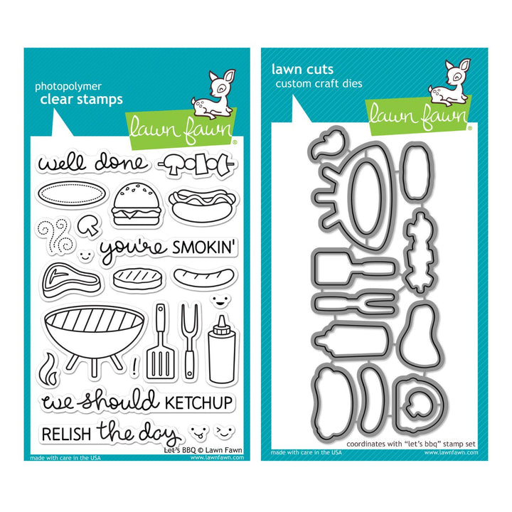 Lawn Fawn - LF0889 & LF0890 - Let's BBQ - Stamp and Lawn Cuts Set