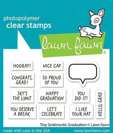 Lawn Fawn - LF4082 - Tiny Sentiments: Graduation Stamp Set in packaging