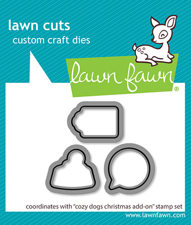 Lawn Fawn Cozy Dogs Christmas Add-On Lawn Cuts die set in packaging