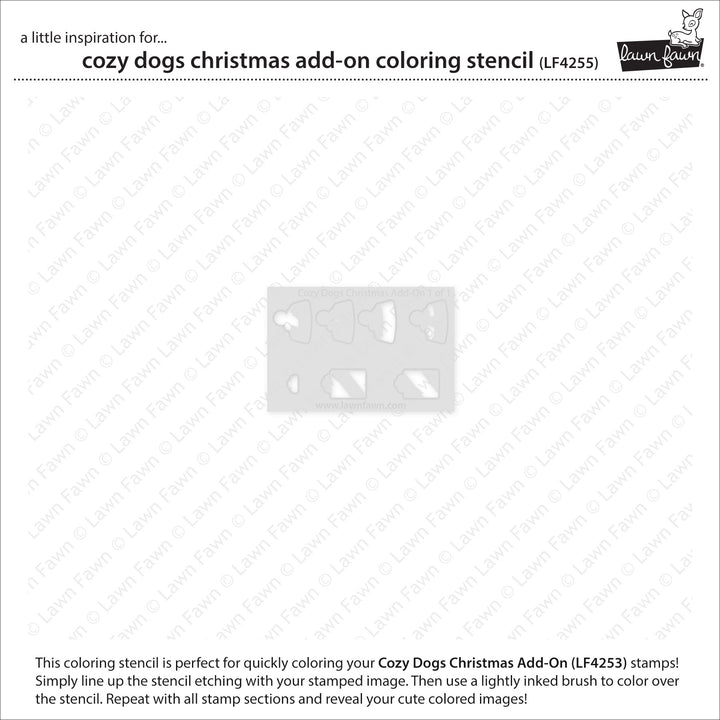 Lawn Fawn Cozy Dogs Christmas Add-On Colouring Stencil sheet