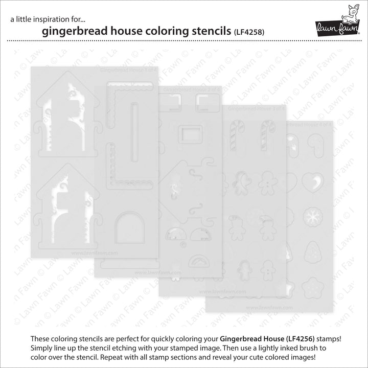 Lawn Fawn Gingerbread House Colouring Stencils set of layered stencil sheets