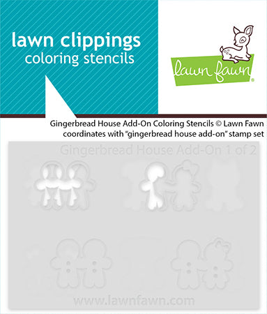 Lawn Fawn Gingerbread House Add-On Colouring Stencils in packaging